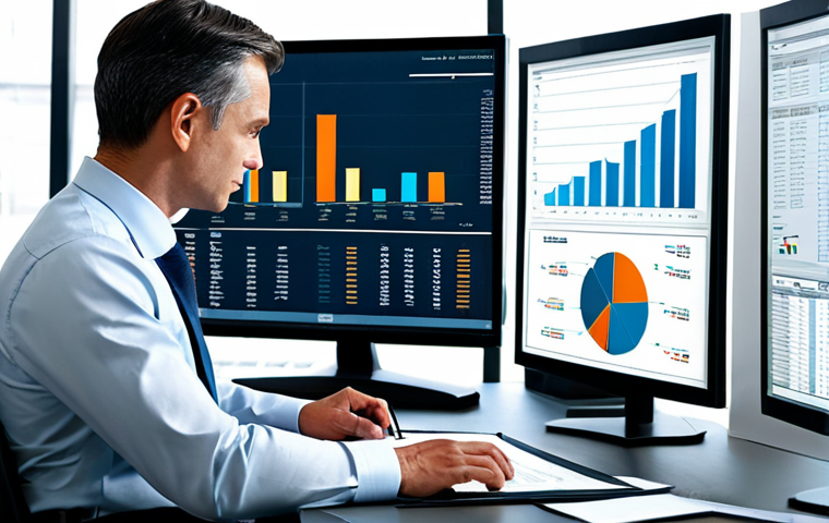 CFA 업무 사례 정리 팁 - Financial Analyst at Work**
"A professional financial analyst in a modern office, meticulously revi...