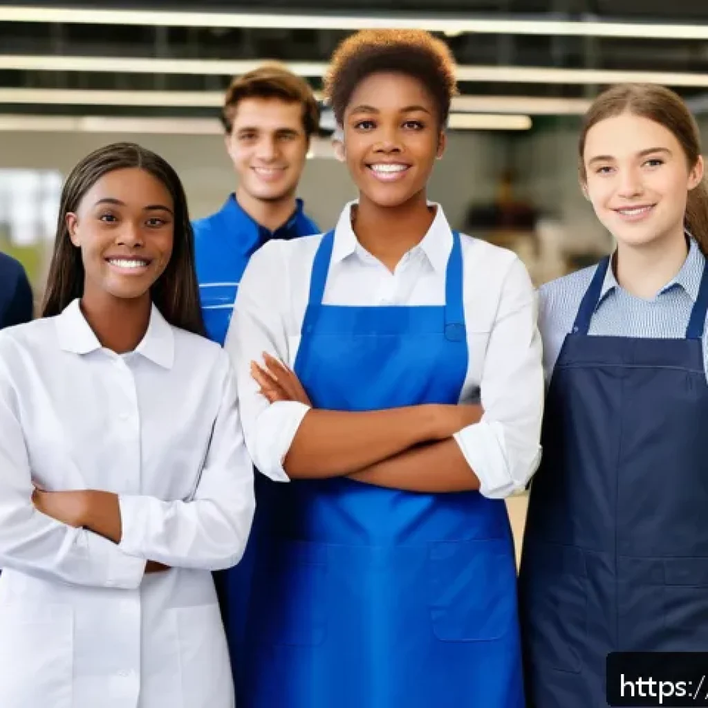 CFA 연봉 데이터 분석 - A diverse group of French apprentices aged 16 to 21+ standing in a modern vocational training center...