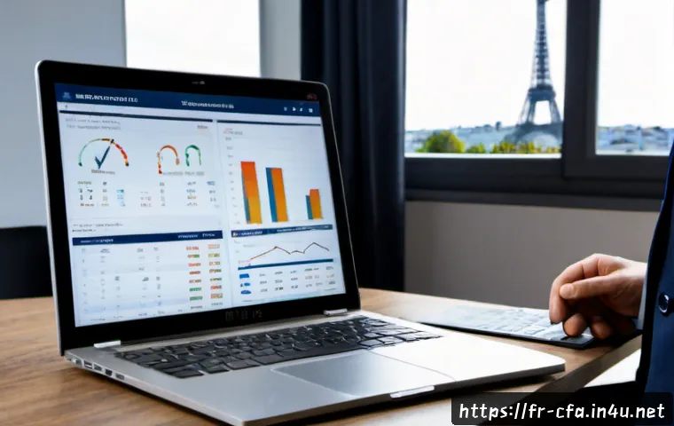 Home 17 CFA와 AI 투자 알고리즘 - Photorealistic financial analyst in a refined Paris office, reviewing printed market charts beside a...